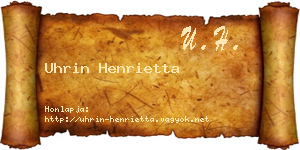 Uhrin Henrietta névjegykártya